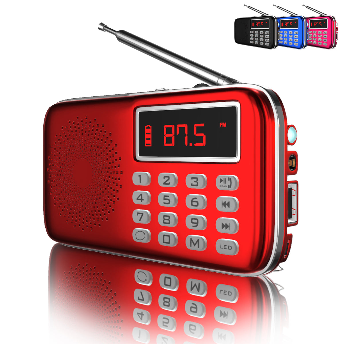 Sony Portable Red MP3 Player with AM/FM Radio, Clock, USB Port, and Earbuds  - Works with iOS, Battery Included in the Boomboxes & Radios department at