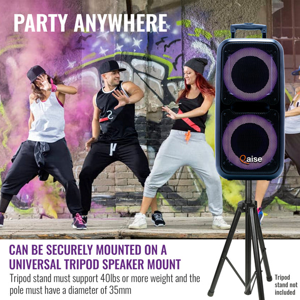 SB-2120 - Portable Bluetooth Party Speaker, Dual 12” woofers with Lights, Wireless microphone, 7+ hours play time, 6000 watts peak power