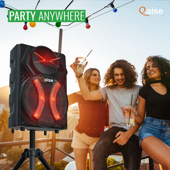 SB-803 - Wireless PA Speaker with Built-in 8” Subwoofer hitting up to 3500 Watts peak power. HD Sound System for indoor/Outdoor Parties.